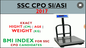 Ssc Cpo 2017 Weight Height Chart Bmi Index Youtube