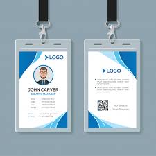 Simple Blue Office Id Card Template Vector Premium Download