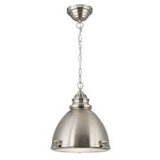 Satin Silver Dome Pendant With Frosted Glass Diffuser