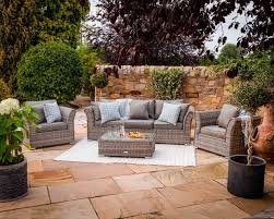 Grey 3 Seater Rattan Garden Sofa Set