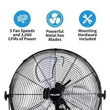 Newair 18 Outdoor High Velocity Wall Mounted Fan With 3 Fan Sds And Adjustable Tilt Head