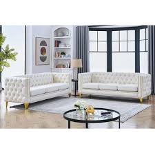 velvet upholstered tufted sofa set