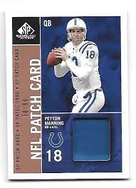 May 21, 2020 · 1998 topps season opener peyton manning rookie card #1; Peyton Manning 2003 Upper Deck Sp Game Used Edition Nfl Patch Card 99 Colts Heroes Sports Cards