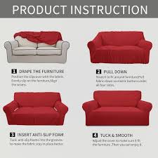 Dyiom Stretch Chair Sofa Slipcover 1 Piece Couch Sofa Cover Furniture Protector Soft With Elastic Bottomchair Red