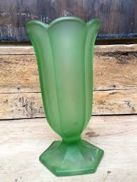 Vintage Green Glass Vase With A Matte