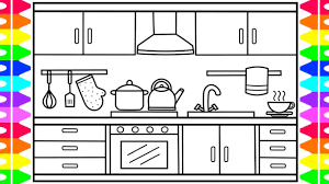 The most common coloring pages material is paper. How To Draw A Kitchen For Kids Kitchen Drawing Kitchen Coloring Pages For Kids Youtube
