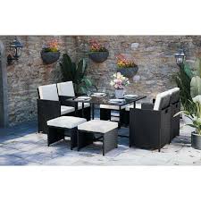 9 Piece Outdoor Garden Furniture Rattan