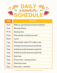 summer schedule for kids free