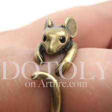 Miniature Mouse Animal Wrap Ring In Bronze Sizes 4 To 9 Available From Dotoly Animal Jewelry