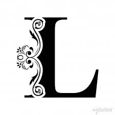 Letter L Black Flower Alphabet