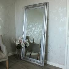 large ornate silver wall floor mirror