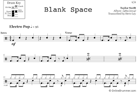 Shop the world's largest selection of sheet music, song books & more! Blank Space Taylor Swift Drum Sheet Music Onlinedrummer Com