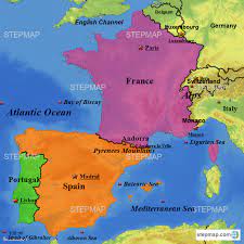 Portugal map by googlemaps engine: Stepmap Portugal Spain And France Landkarte Fur Europe