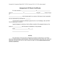 Sample Assignment Of Stock Certificate Form Blank