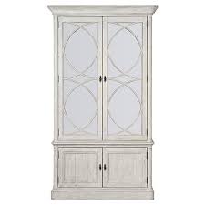 White Wood Glass Panel China Cabinet
