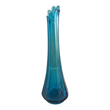 pulled glass tall blue vase