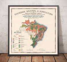 Buy Old Map Of Brazil Agrology 1908