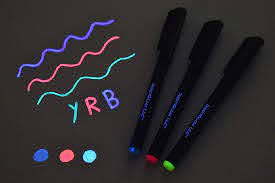 Amazon Com Directglow Set Of 3 Invisible Uv Blacklight Ink Marker Blue Red Yellow Permanent Markers Office Products