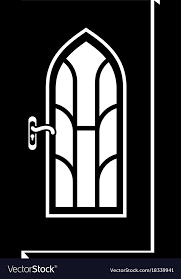 Arched Glass Door Icon Simple Style