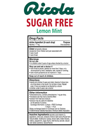 ricola sugar free lemon mint cough