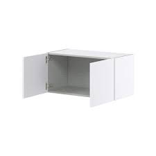J Collection Fairhope Glacier White Slab Assembled Wall Bridge Kitchen Cabinet 30 In W X 15 In H X 14 In D