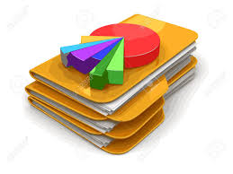 Folders And Files With Pie Chart Image With Clipping Path
