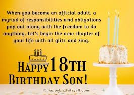 18th birthday wishes for son happy