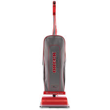oreck red silver upright vacuum cleaner
