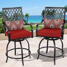 Outdoor Patio Swivel Chair Set Of 2 Bar