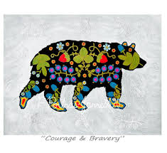 Bear Print Bear Wall Art Original Art