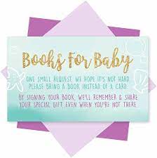 Baby shower books are essentially books that the guests will bring as baby shower gifts for the new baby. Amazon Com 25 Books For Baby Shower Request Cards Mermaid Baby Shower Invitation Inserts Book Request Baby Shower Guest Book Alternative Bring A Book Instead Of A Card Baby Shower Book Request