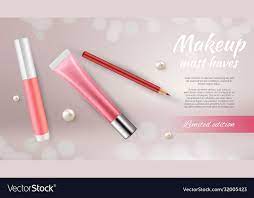 cosmetic ads banner realistic make up