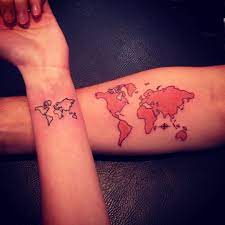 World map tattoos that will blow your mind. World Map Tattoo Map Tattoos Tattoos Couple Tattoos