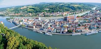 Colors distinguish different rivers at confluence point in passau. The City Of Three Rivers Hotel Rotel Inn In Passau