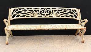 Art Nouveau Cast Iron Garden Bench Seat