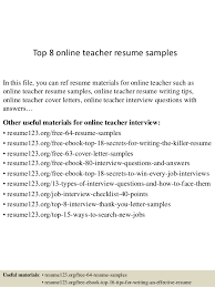 Top 8 Online Teacher Resume Samples