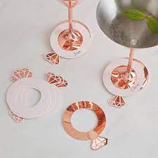 10 rose gold ring shaped drink markers