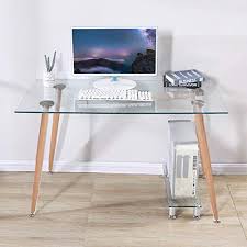 Best glass desk come in a variety of shapes, configurations, and sizes. Goldfan Tempered Glass Computer Desk Modern Student Study Desk For Home Office Corner Writing Desk Table 120cm Energy Class A Buy Online In Morocco At Desertcart Ma Productid 206710118
