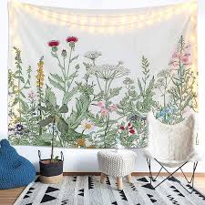 Tapestry Flowers Plant Wall Hanging