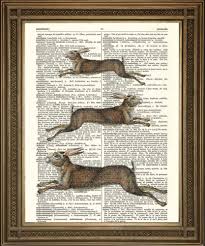 Leaping Hares Art Brown Animal Print