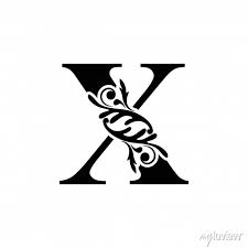 Letter X Black Flower Alphabet
