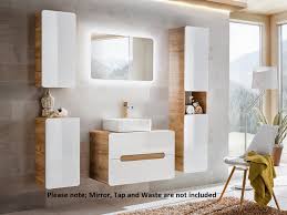 Modern White Gloss Oak 5 Unit Wall