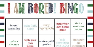 beat boredom at home free bingo card