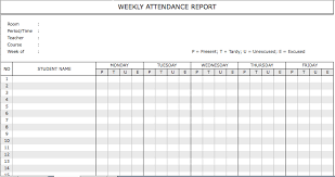 Weekly Attendance Report Template Attendance Sheet