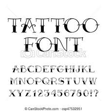Tattoo Font Vintage Style Alphabet Letters And Numbers Tattoo