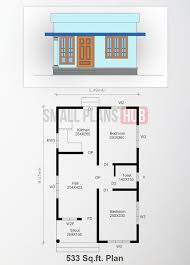 533 Sq Ft Two Bedrooms Low Budget Plan