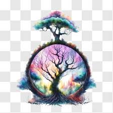 Colorful Octagon Tree Artwork