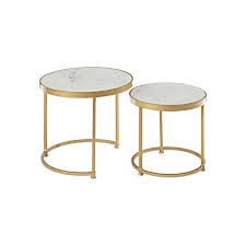 Maren Marble Top 2 Nesting Tables Round