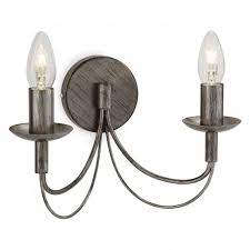 Double Wall Light In Antique Silver