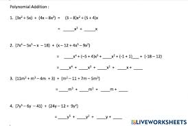 Polynomial Addition Worksheet